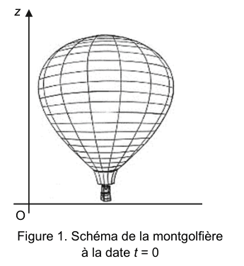 Figure 1. Schéma d'une montgolfière posée au sol à l'origine O d'un axe vertical z orienté vers le haut.