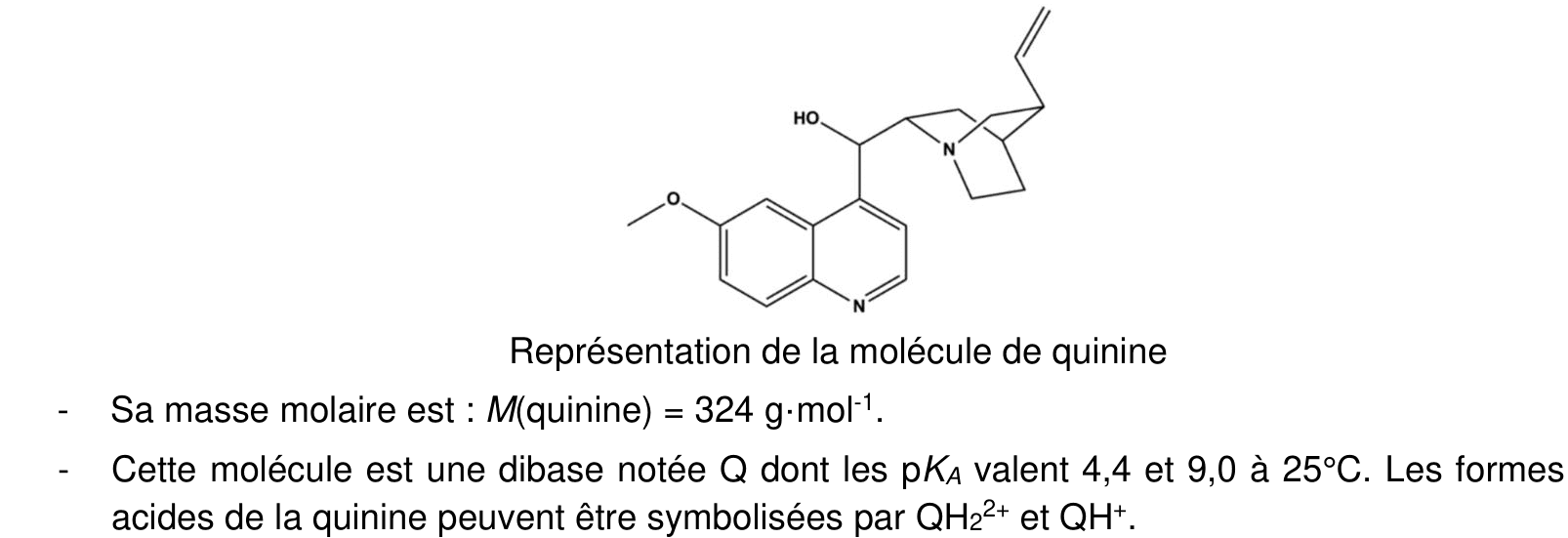 Structure de la molécule de quinine