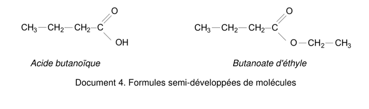 Formule semi-développée de l'acide butanoïque (réactif)