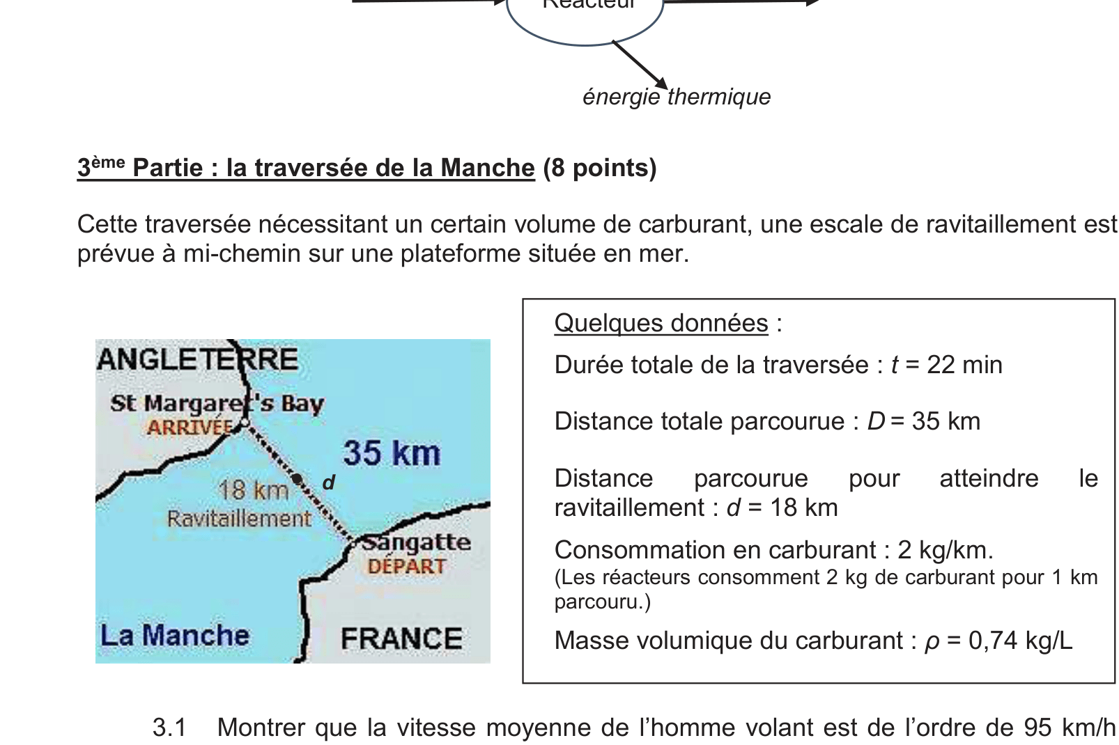 Diagramme énergétique d'un réacteur : énergie 1 → réacteur → énergie 2
